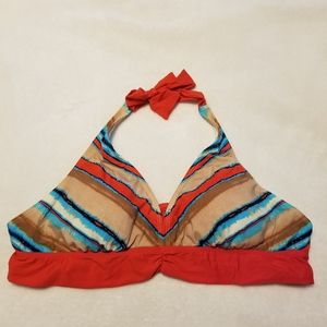 Alex Marie Womens Orange/Aqua/Beige/Tan Swim Top Size 16